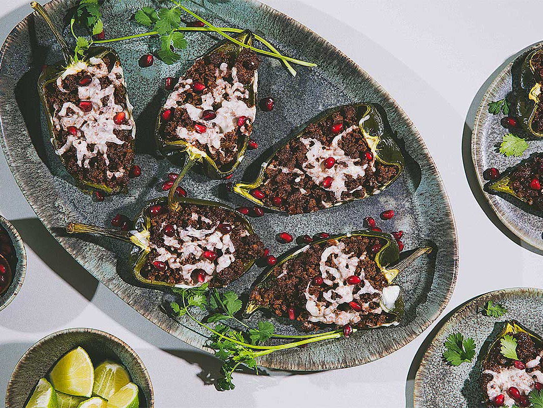 Chorizo Stuffed Poblanos