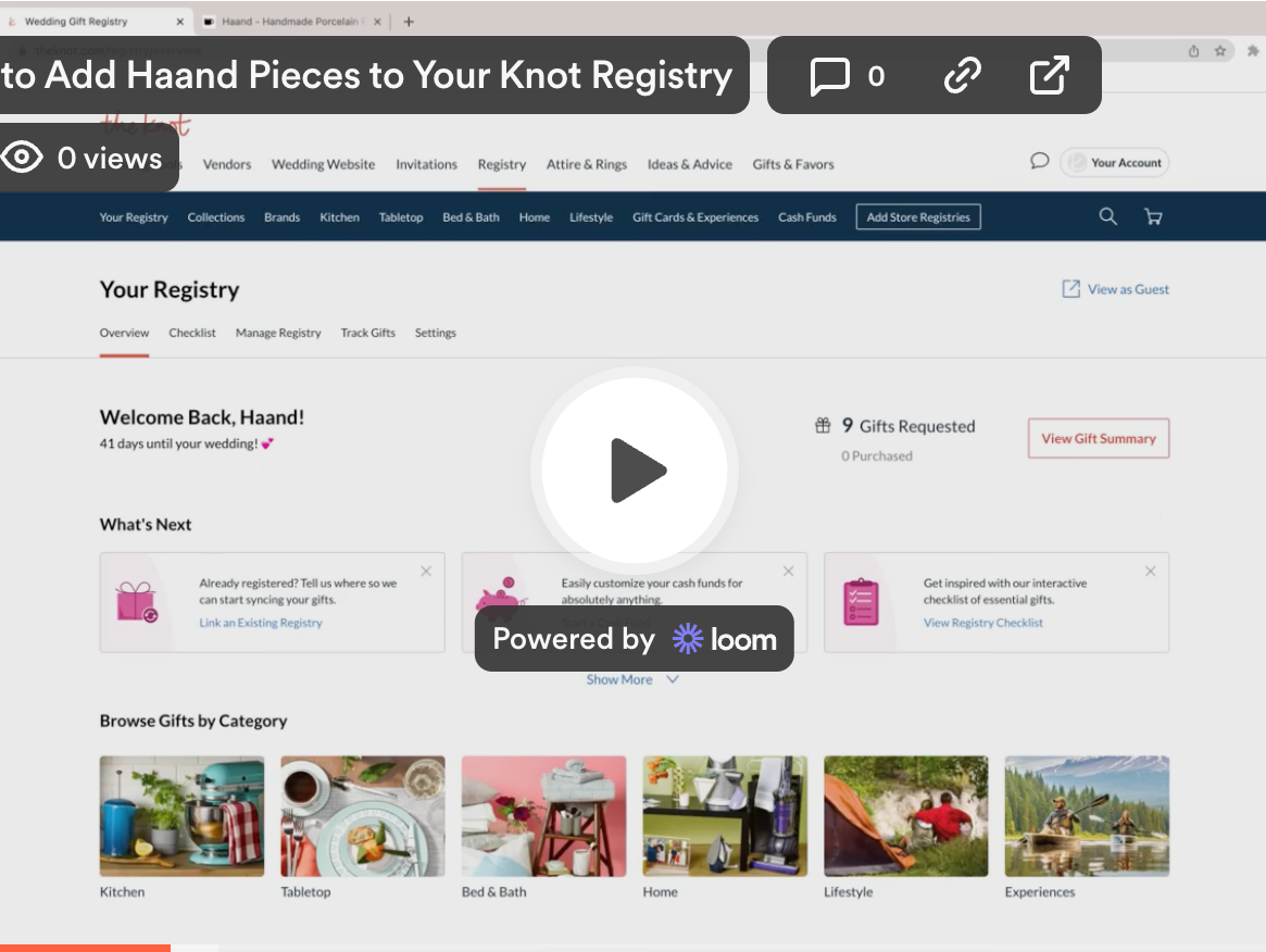 Adding Haand Pieces to Your Registry