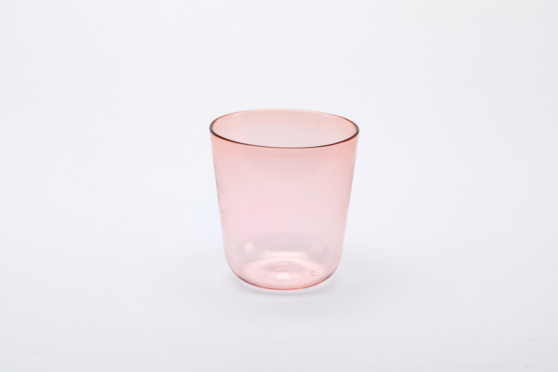 Tag? 2 Pc Wide Mouth Hand Blown Pink Bubble Glass Tumblers Drinking Glasses